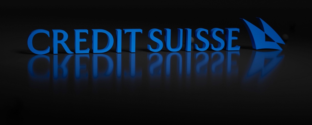 Logo Credit Suisse auf schwarzem Hintergrund